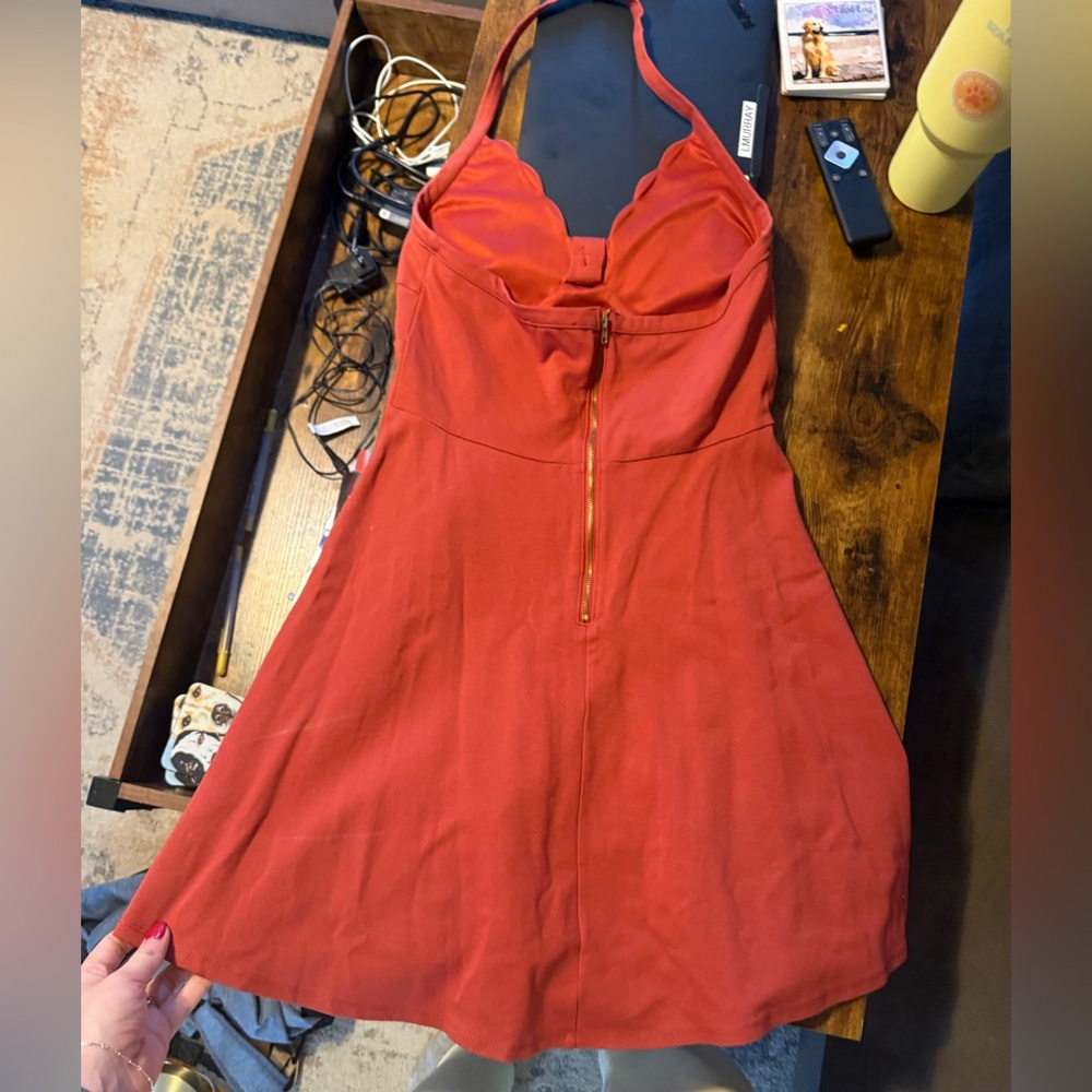 Off-Red Halter Mini Dress - Picture 3 of 4